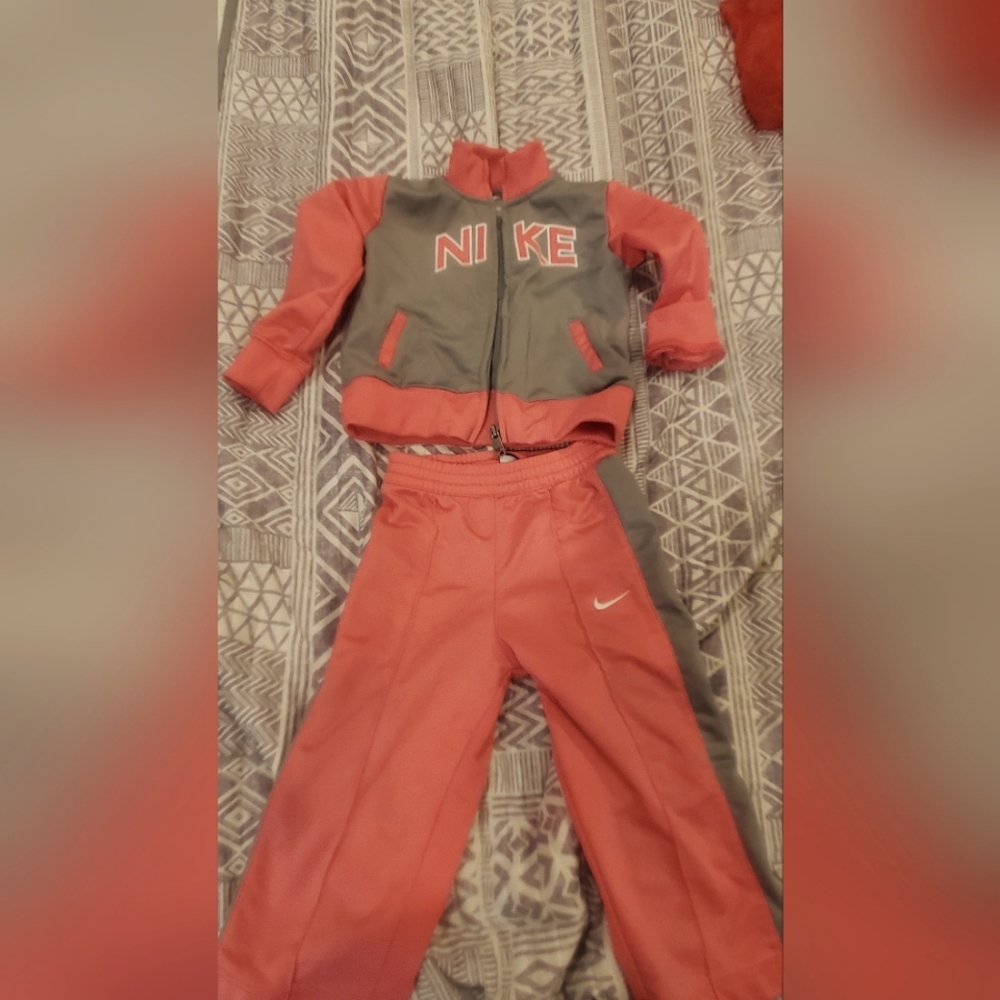 Pink and gray 24 month girls Nike track suit